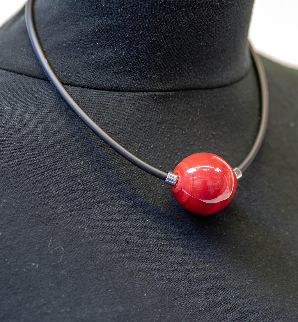 Handblown Murano Glass Bead Necklace, Modern Italian Jewelry
