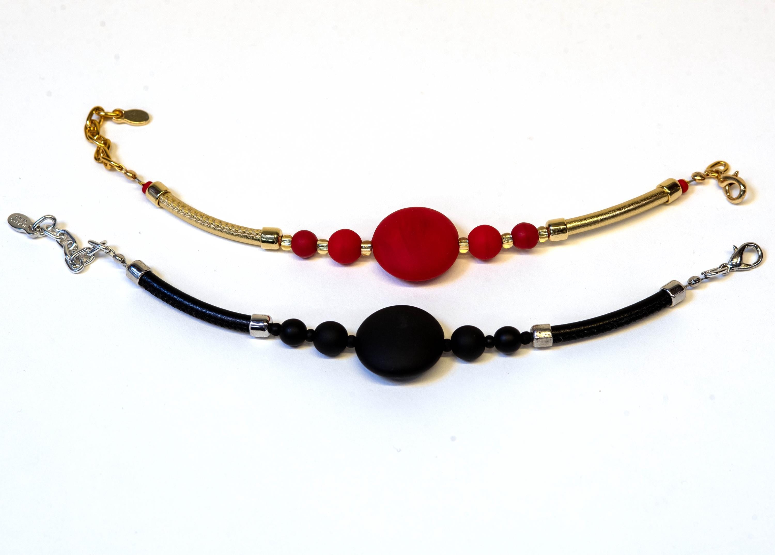 Murano Glass Bead Bracelet, Sandblasted Italian Jewelry