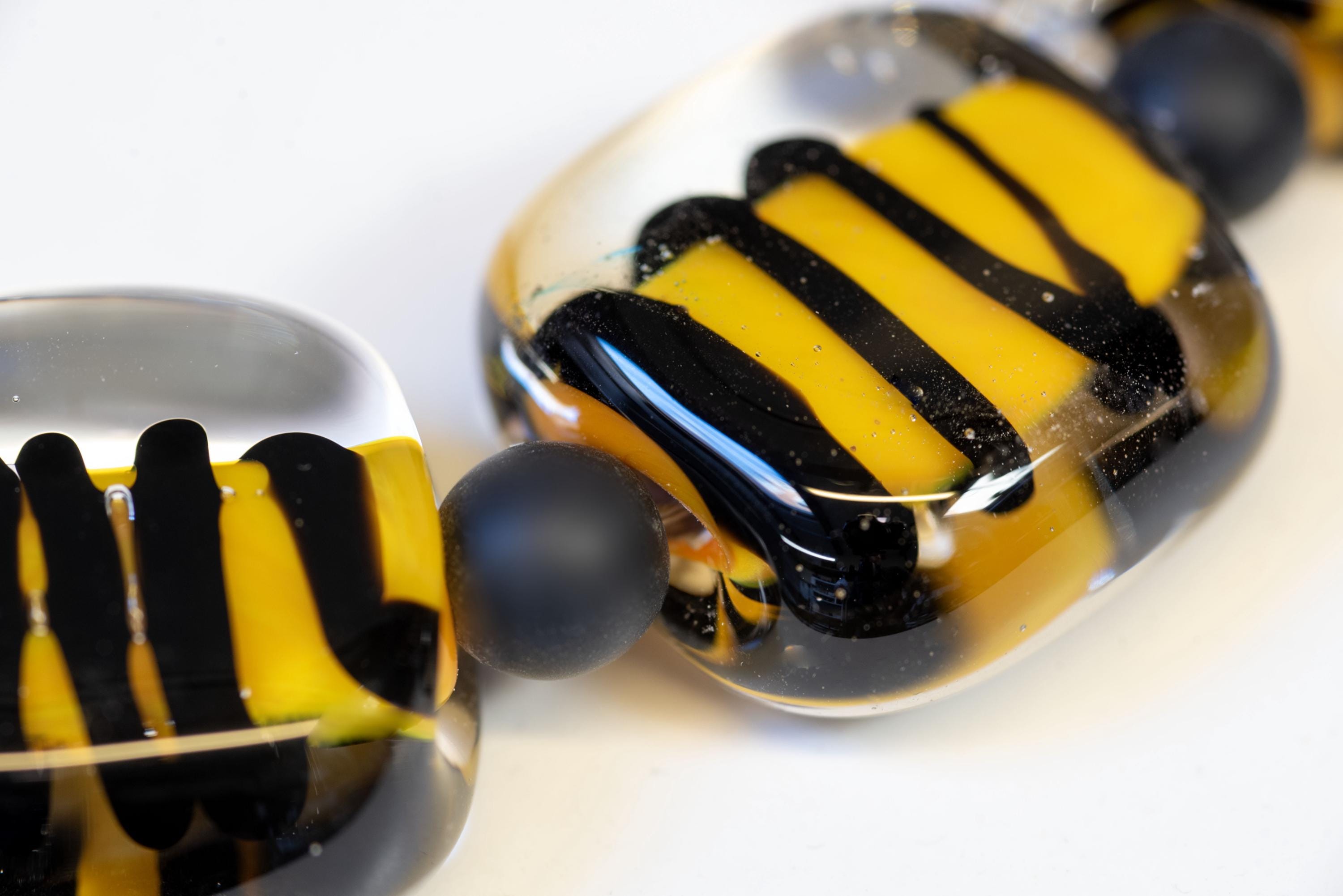 Handmade Murano Glass Necklace, Black & Yellow Spiral, Italian Jewelry