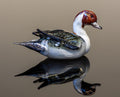 Murano Glass Duck Sculpture, 24K Gold & Silver Leaf
