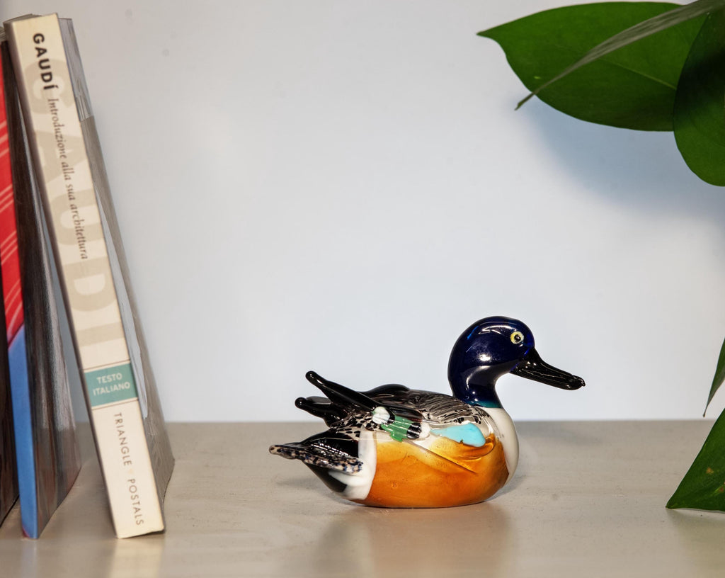 Murano Glass Duck Sculpture, Multicolored Venetian Art Glass