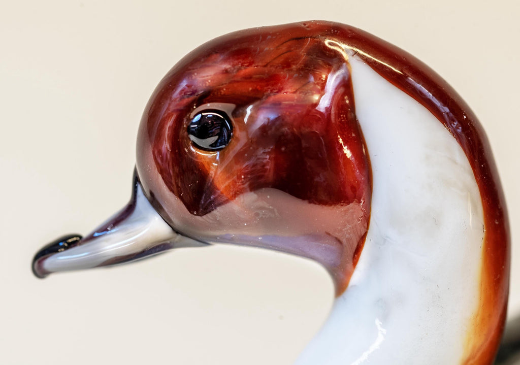 Murano Glass Duck Sculpture, 24K Gold & Silver Leaf