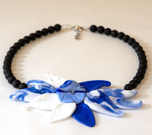 Floreal Murano Glass Flower Necklace, Italian Design