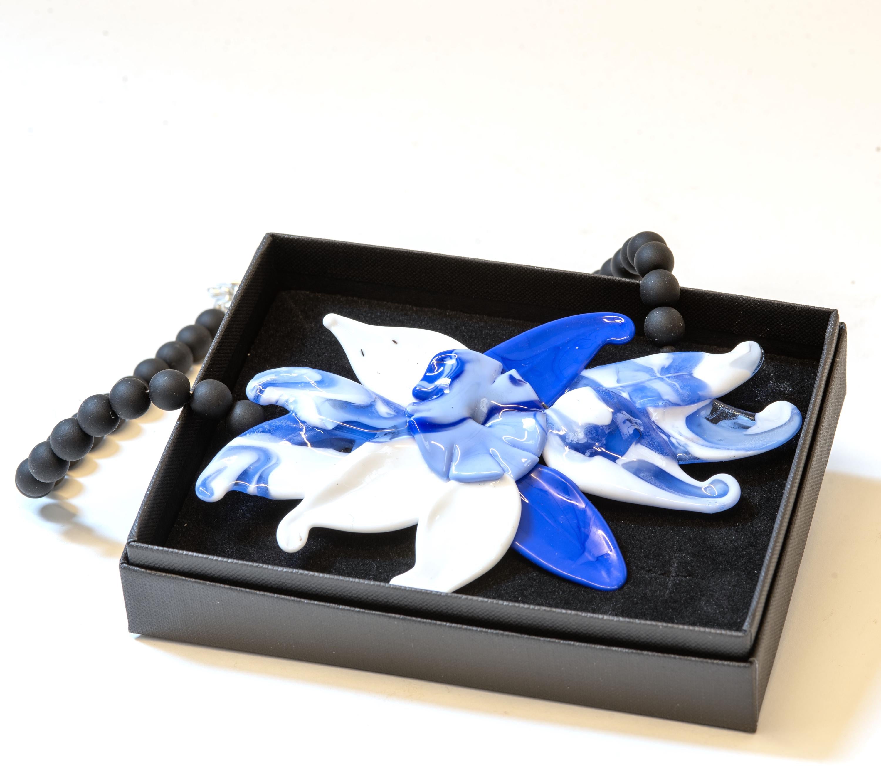 Floreal Murano Glass Flower Necklace, Italian Design