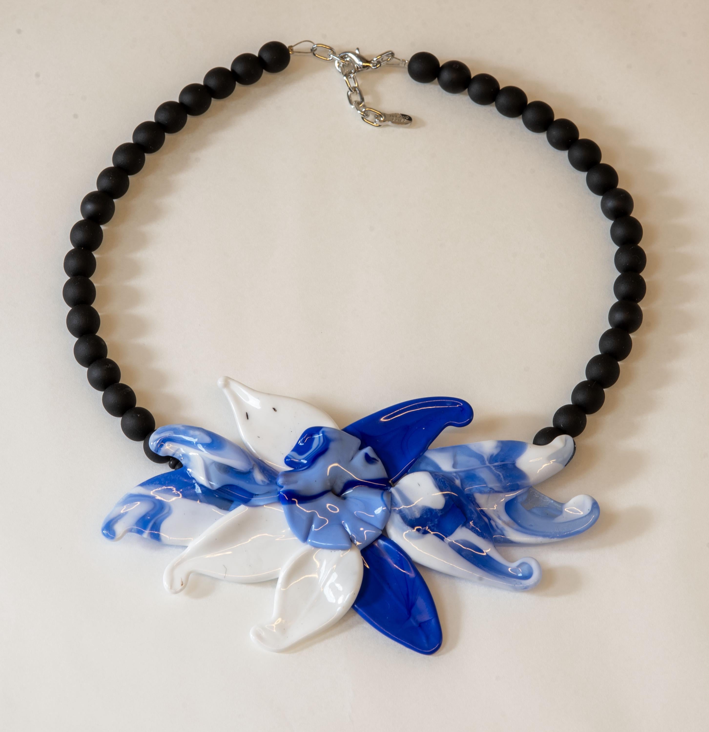 Floreal Murano Glass Flower Necklace, Italian Design
