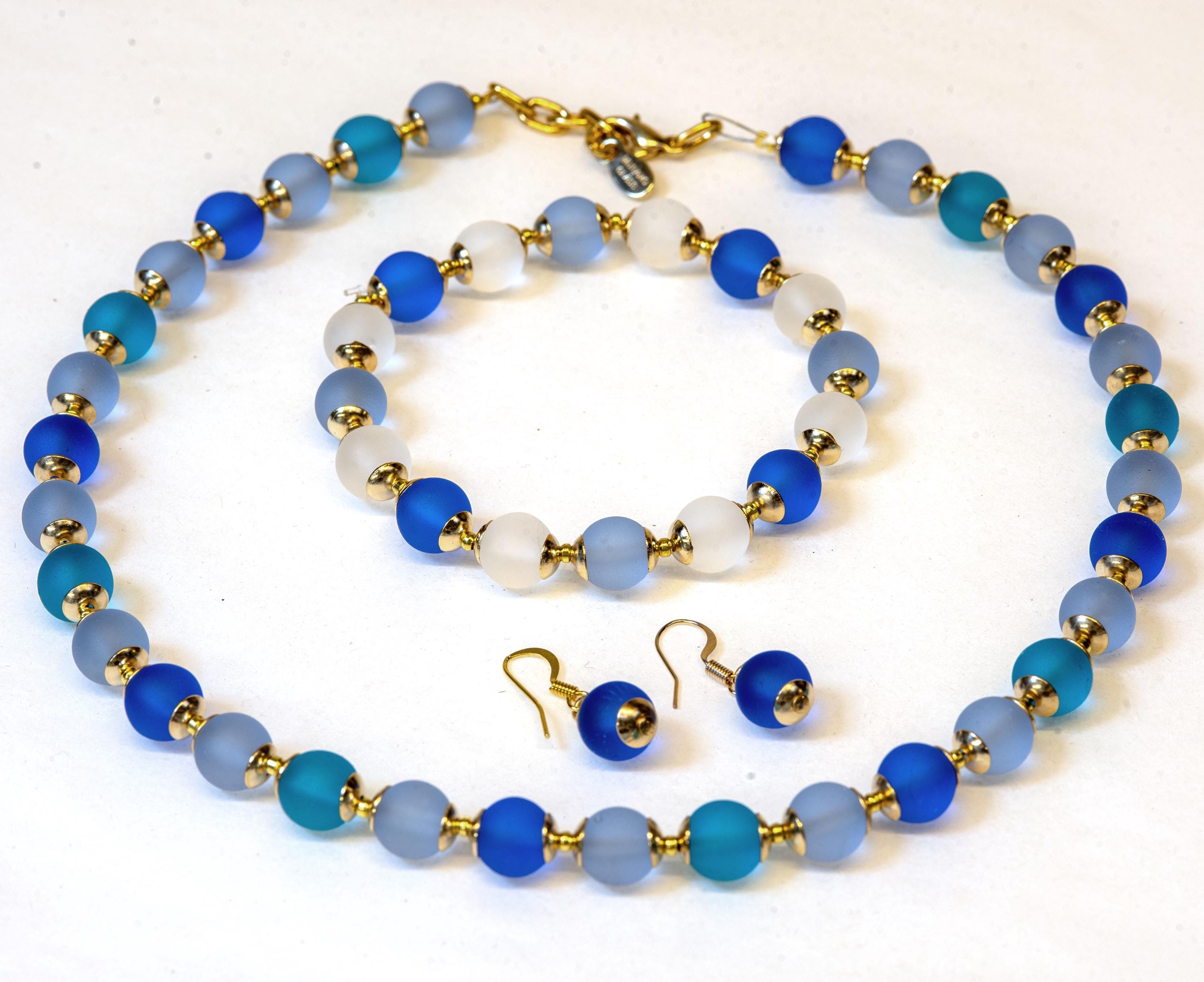 Necklace- bracelet- earrings - Murano glass parure - handmade by Cesare Sent original made in Italy crafts - frosted glass - gift - bisex