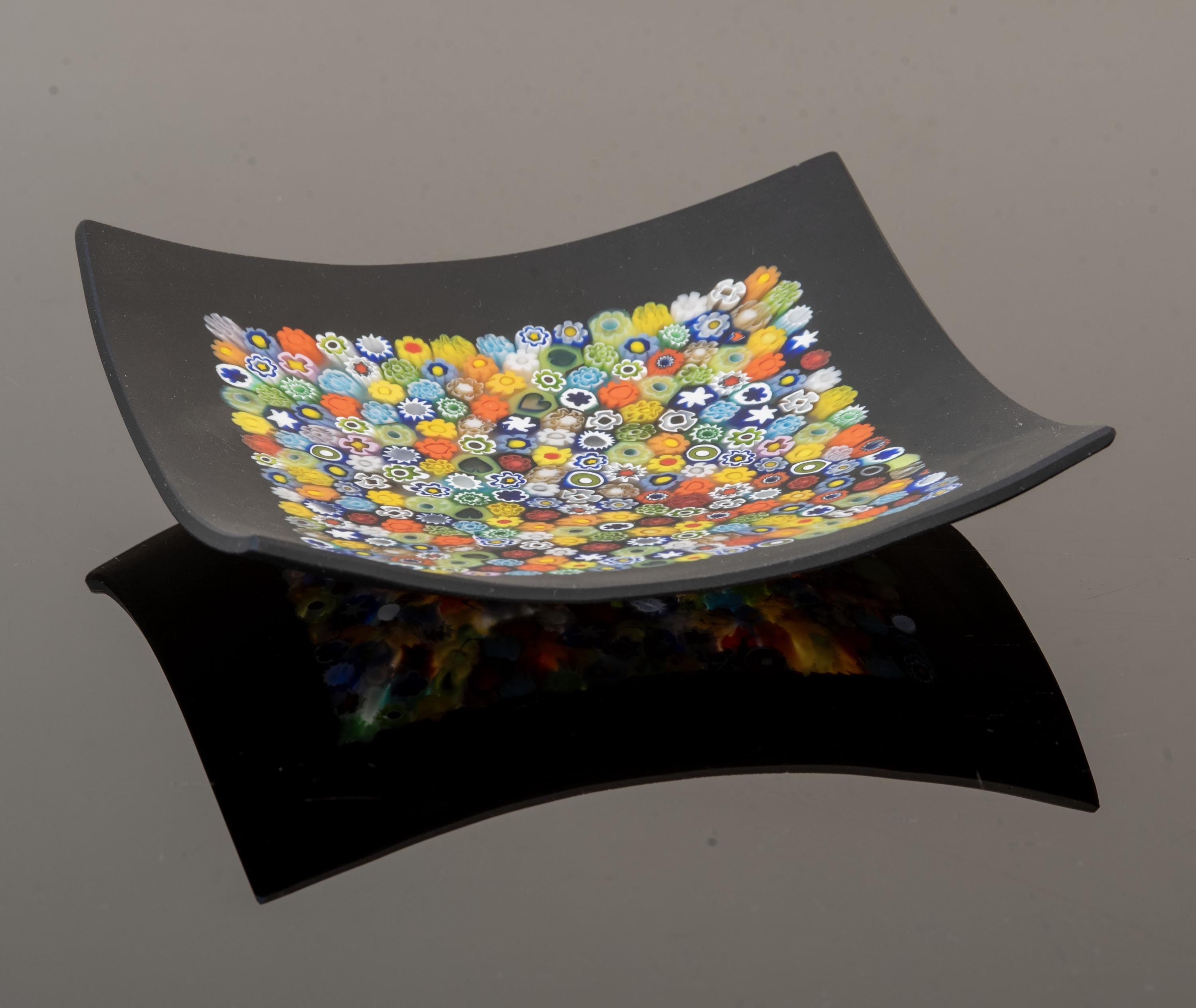 Murrina glass plate. Traditional Murano glass object. Original gift. Unobtainable single piece.