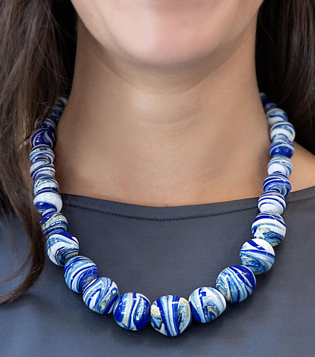 Handmade Murano Glass Bead Necklace, Lampwork Italian Jewelry