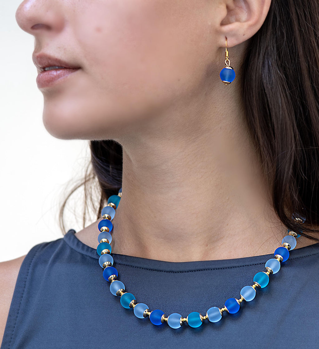 Necklace- bracelet- earrings - Murano glass parure - handmade by Cesare Sent original made in Italy crafts - frosted glass - gift - bisex