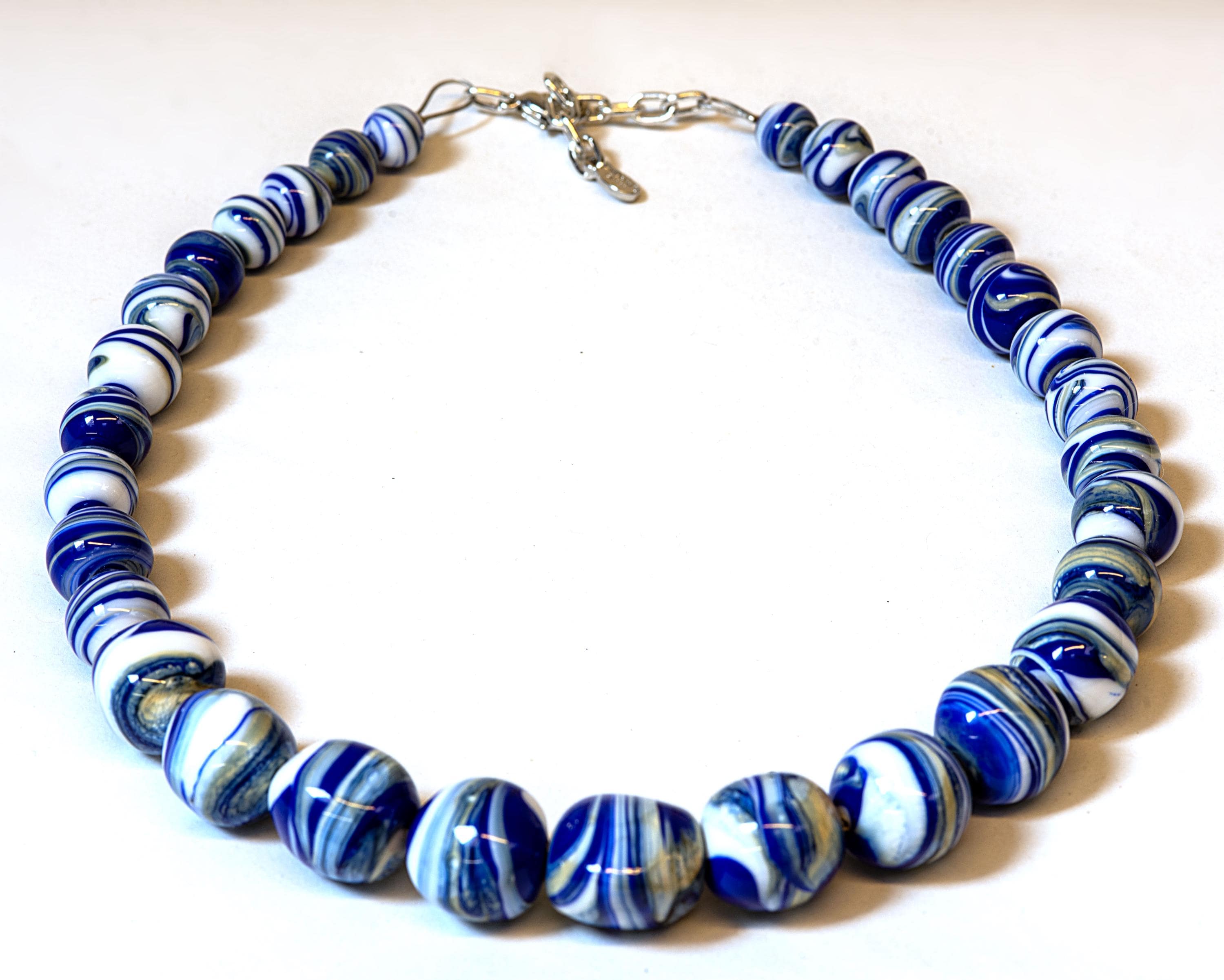 Handmade Murano Glass Bead Necklace, Lampwork Italian Jewelry