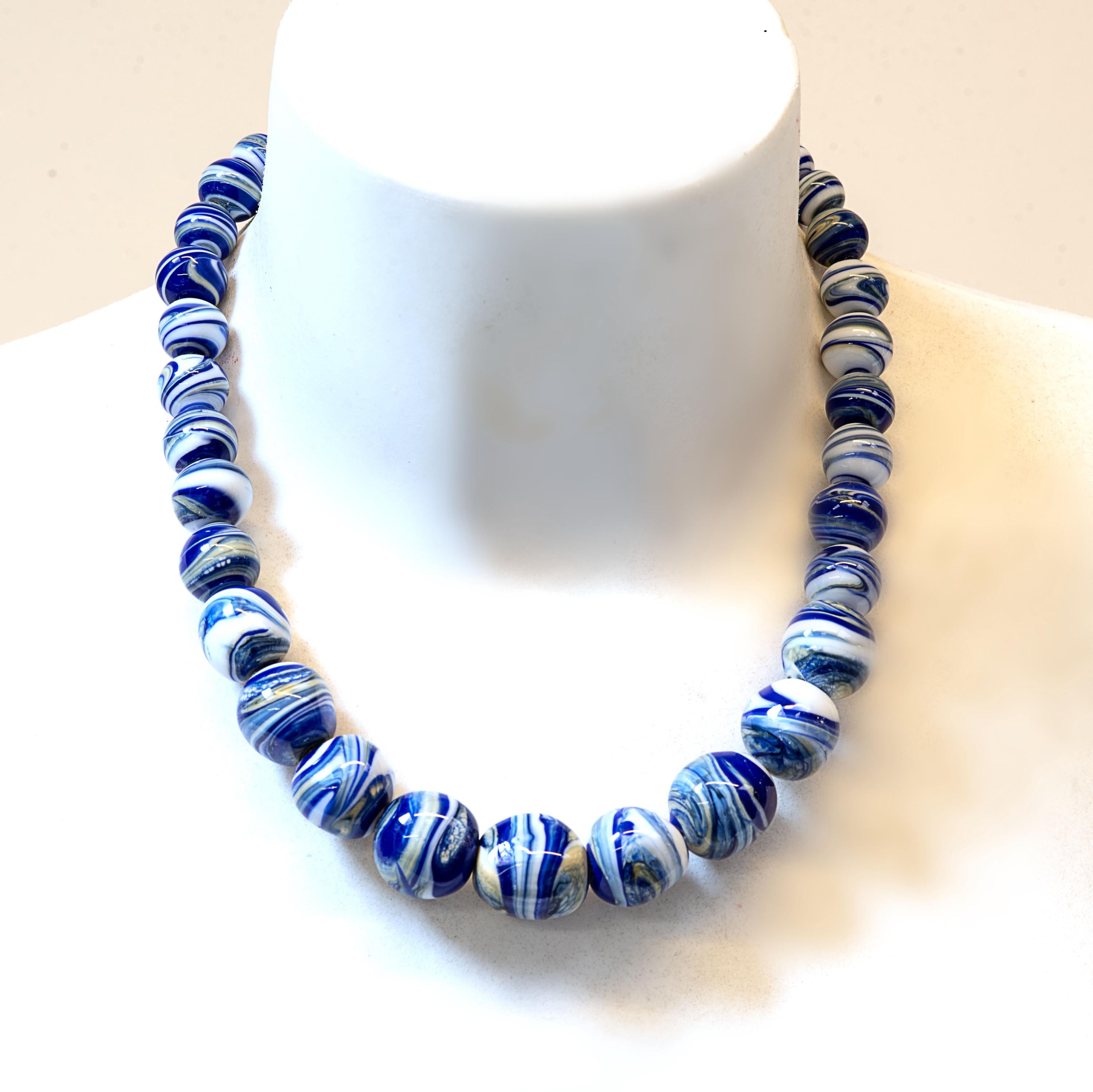 Handmade Murano Glass Bead Necklace, Lampwork Italian Jewelry