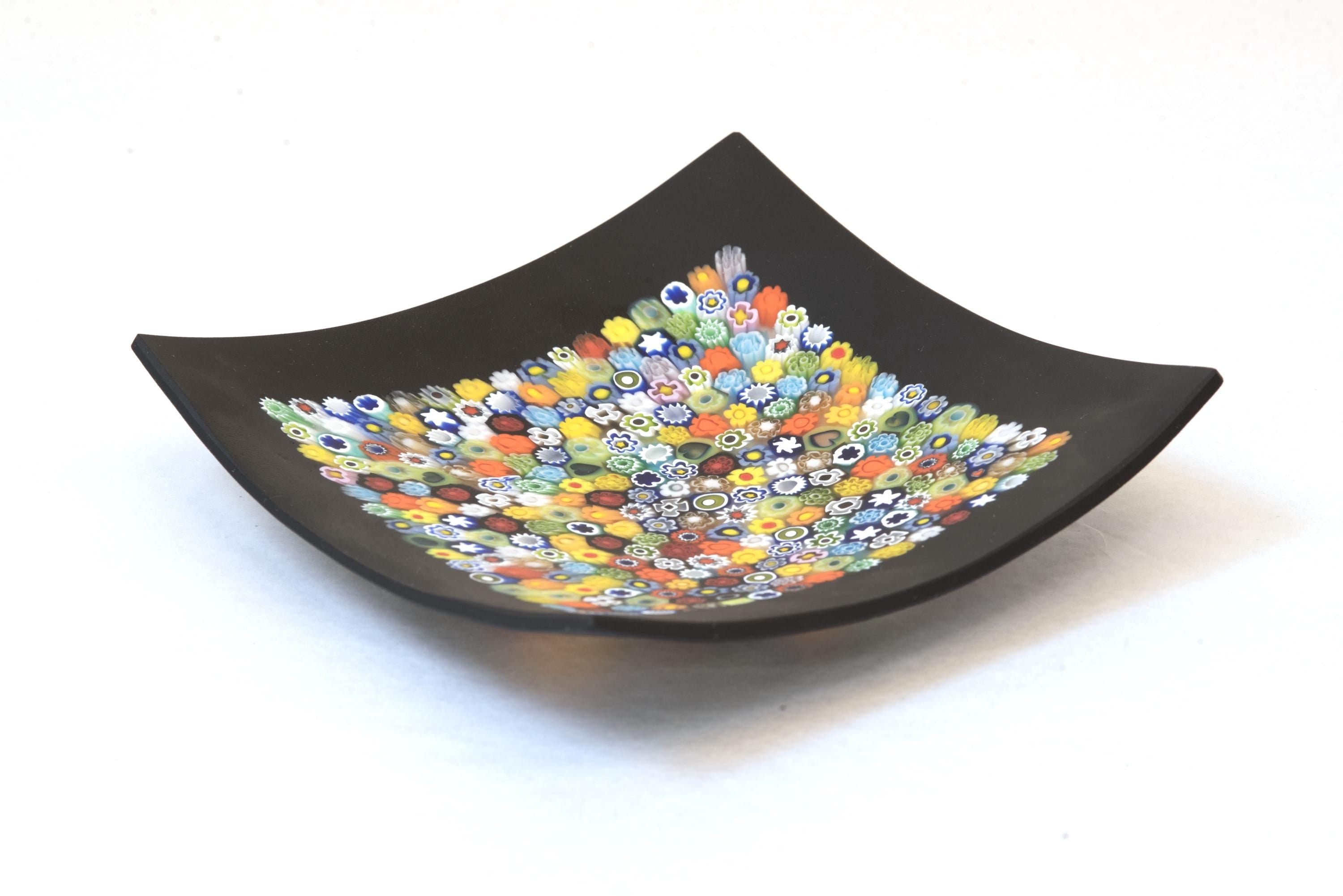 Murrina glass plate. Traditional Murano glass object. Original gift. Unobtainable single piece.