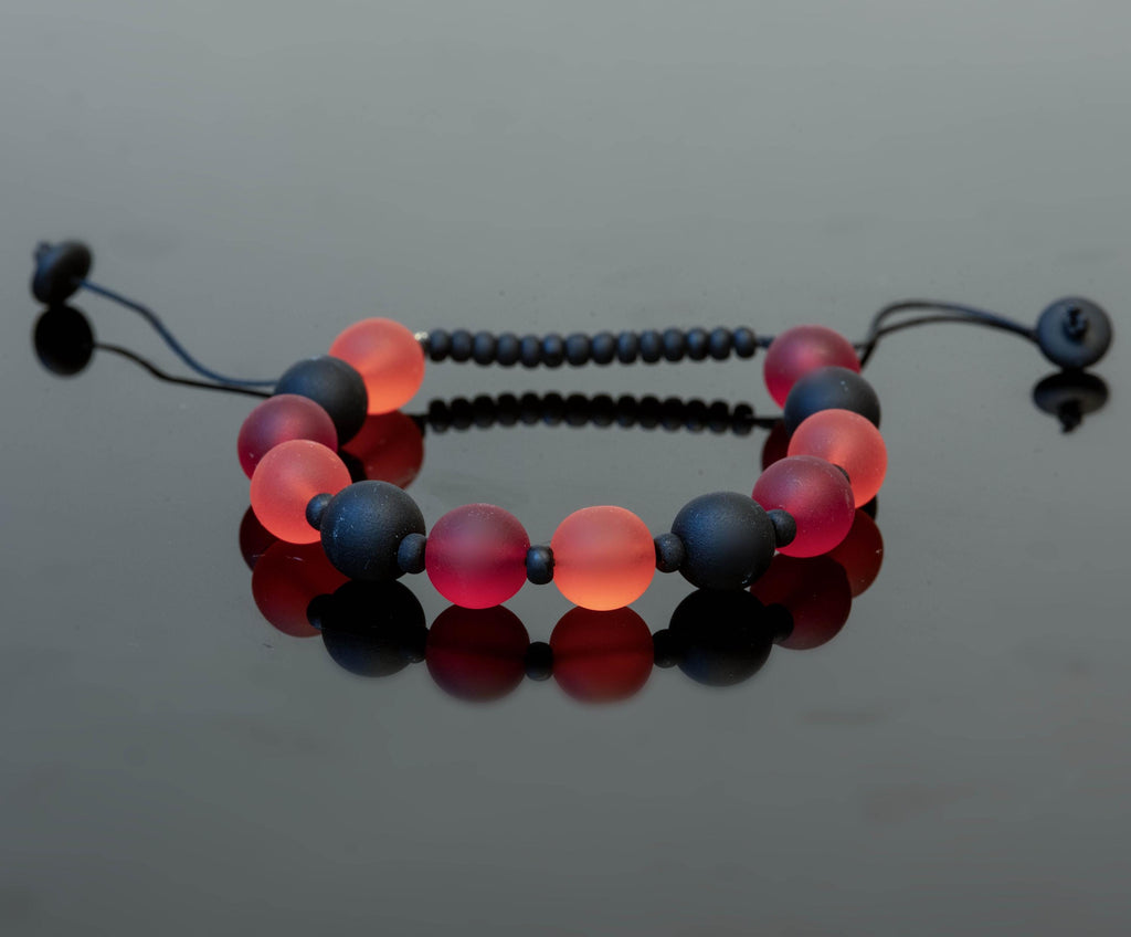 Handmade Murano Glass Bracelet, Adjustable Cord, Colorful Beads