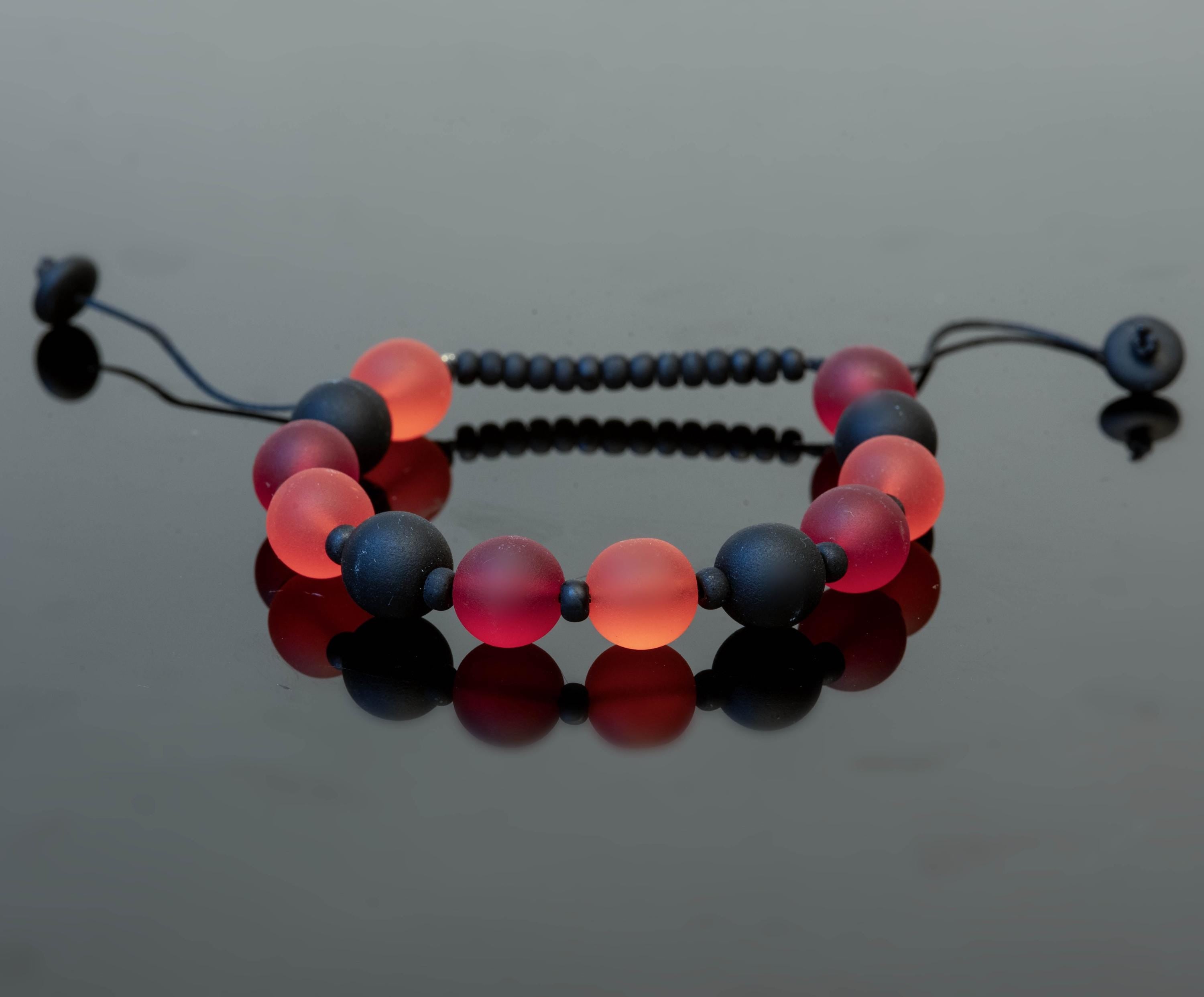 Handmade Murano Glass Bracelet, Adjustable Cord, Colorful Beads