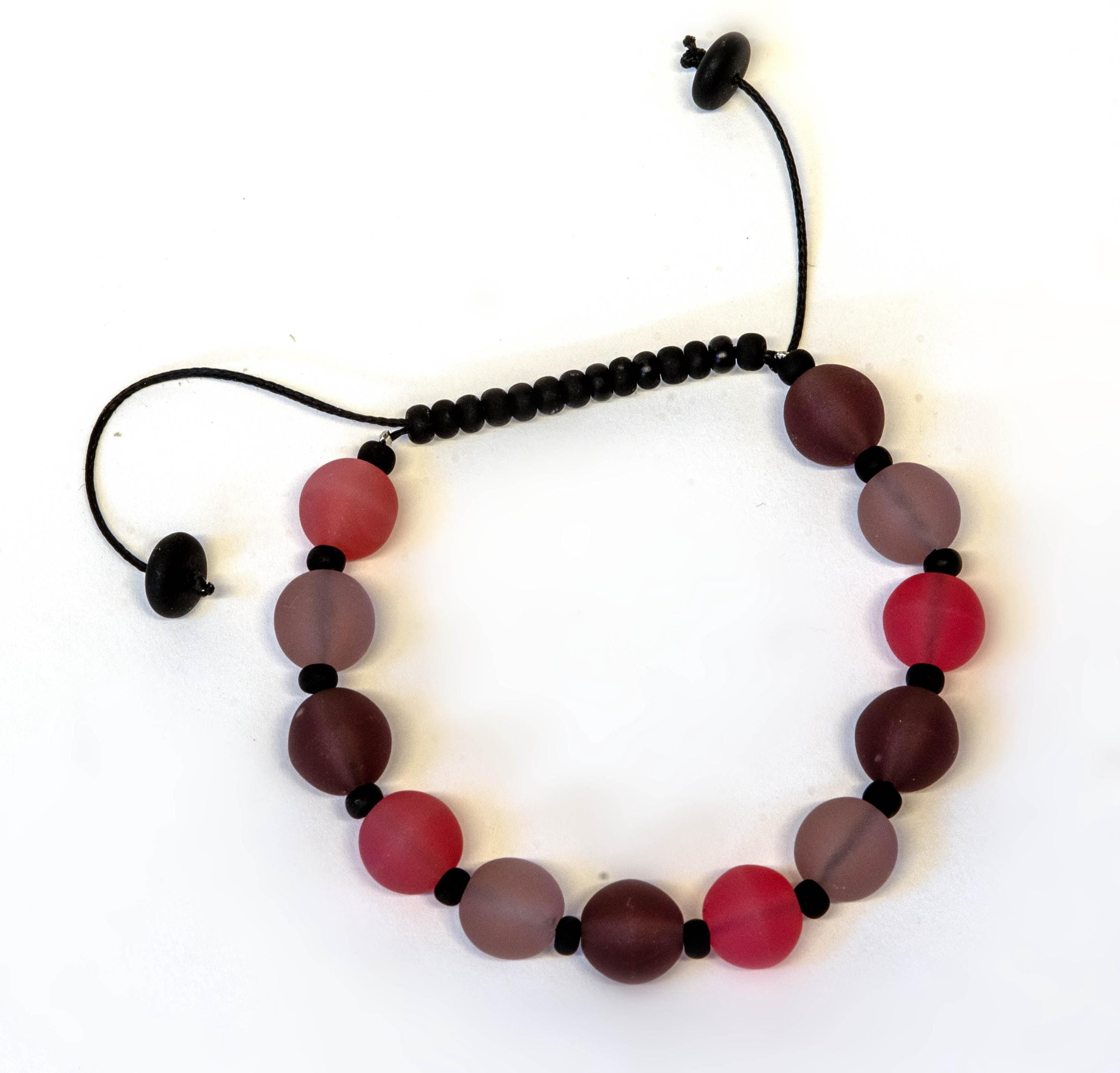 Handmade Murano Glass Bracelet, Adjustable Cord, Colorful Beads