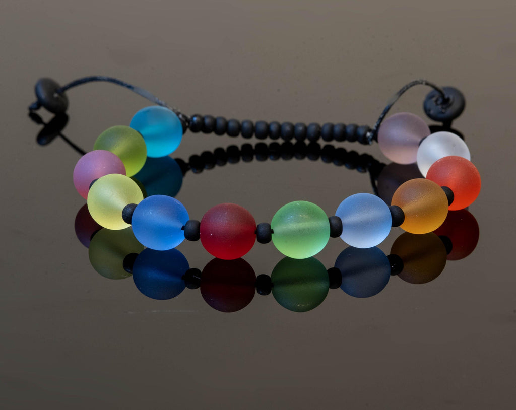 Handmade Murano Glass Bracelet, Adjustable Cord, Colorful Beads