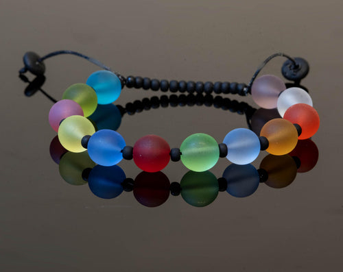 Handmade Murano Glass Bracelet, Adjustable Cord, Colorful Beads