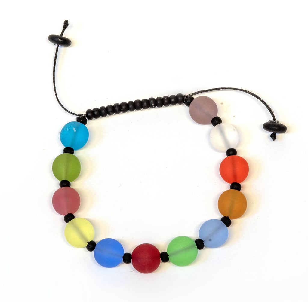 Handmade Murano Glass Bracelet, Adjustable Cord, Colorful Beads
