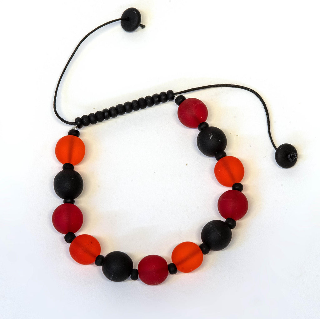 Handmade Murano Glass Bracelet, Adjustable Cord, Colorful Beads