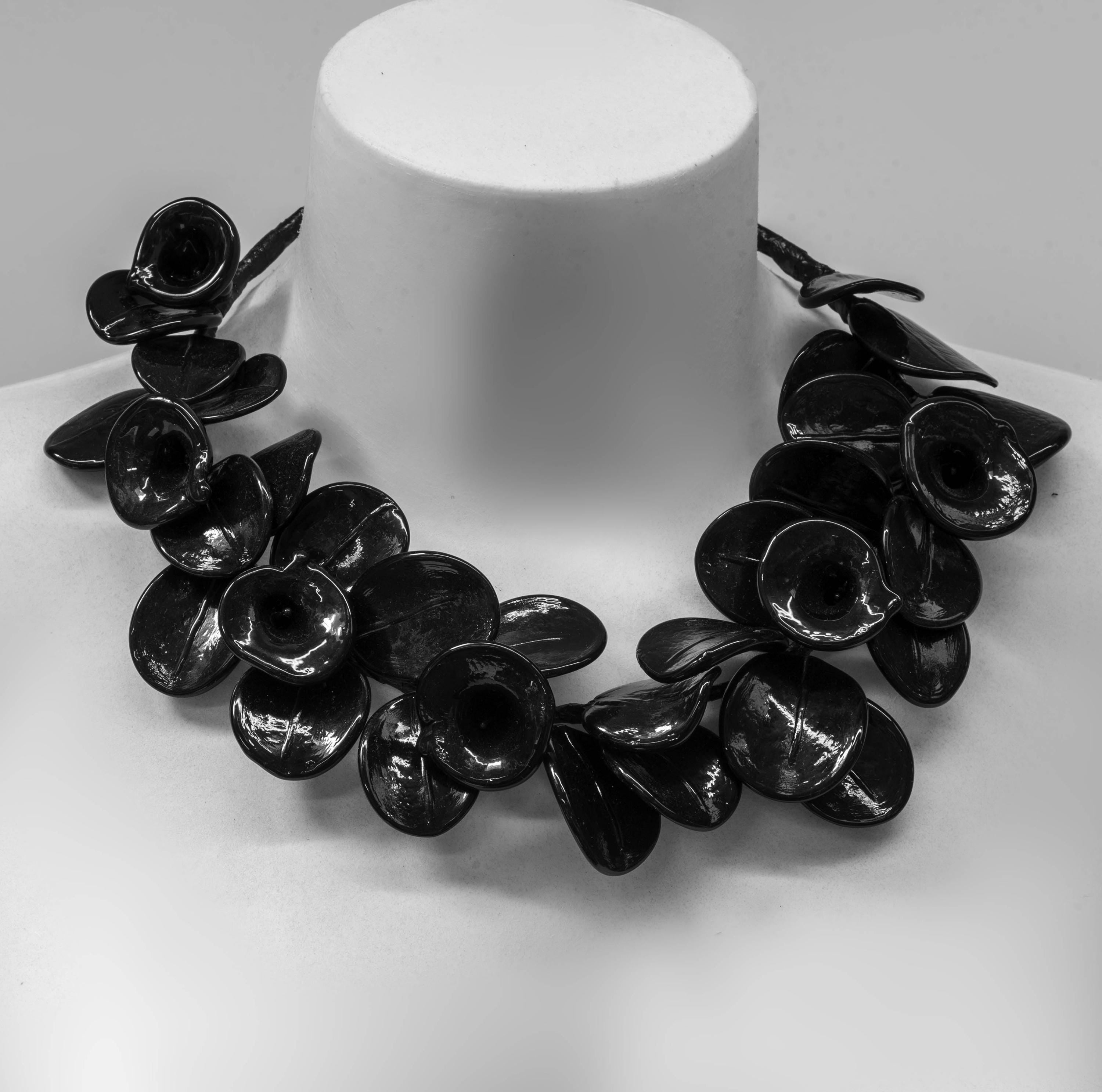 Lampworked Murano Glass Petal Necklace, Handmade Italian Jewelry