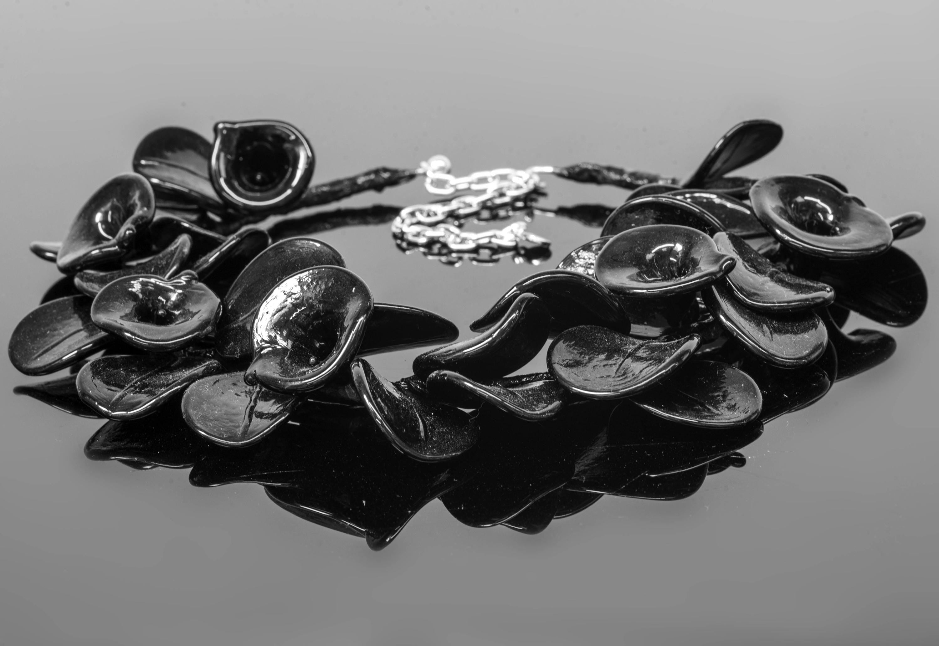 Lampworked Murano Glass Petal Necklace, Handmade Italian Jewelry