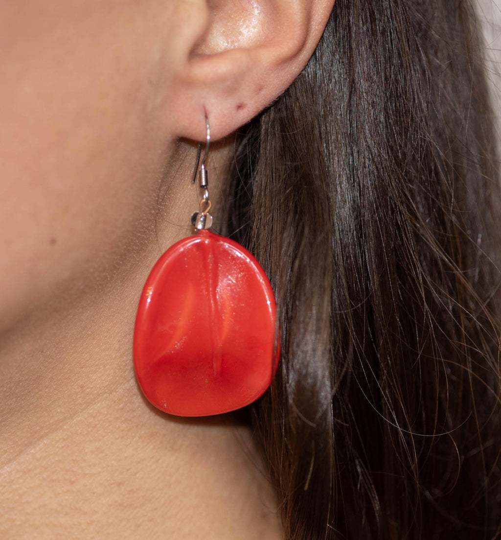 Murano glass earrings handmade in Murano by Cesare Sent original made in Italy elegant red glass jewelry crafts fashion Calla petal glass