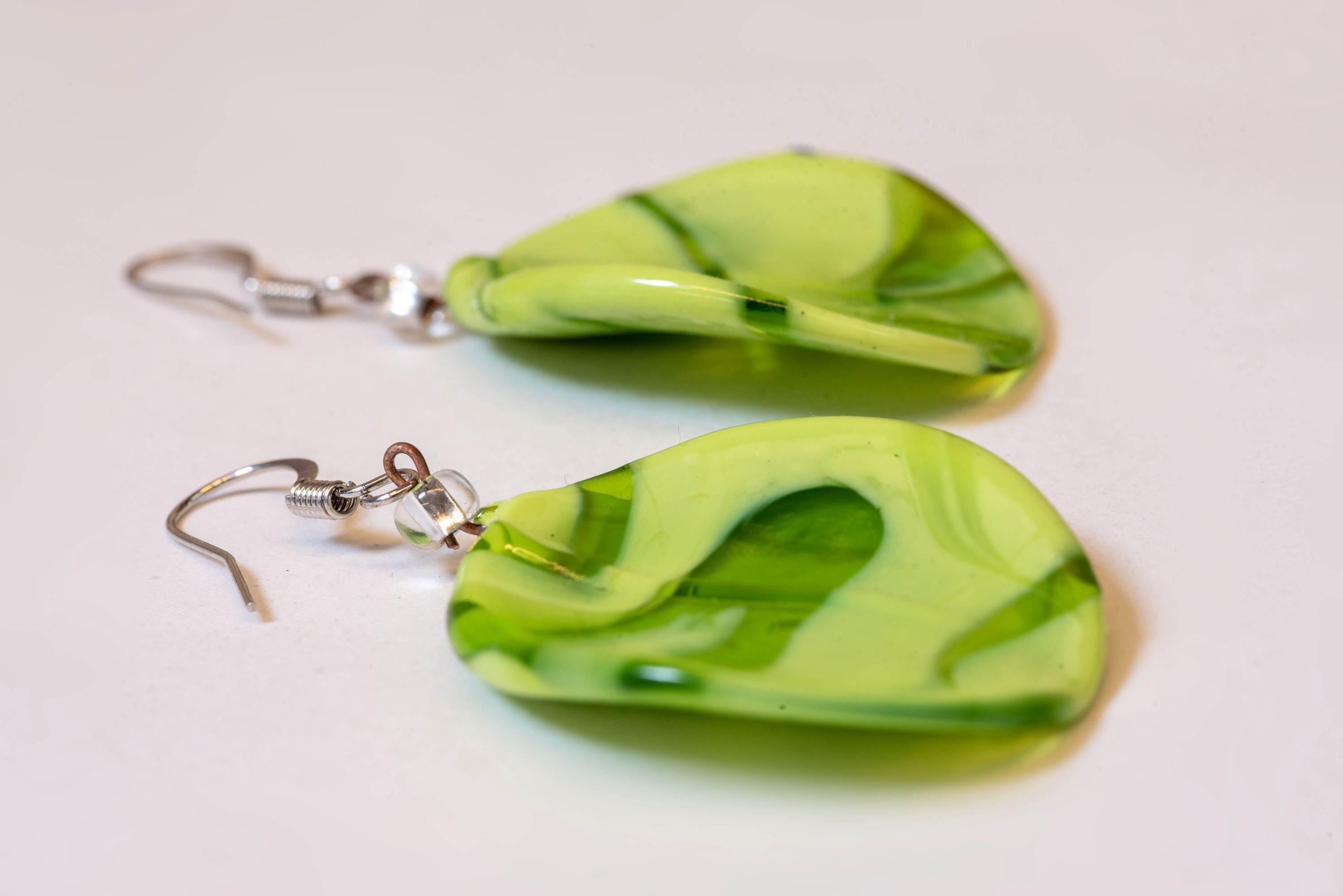 Green Murano Glass Earrings, Handmade Italian Jewelry