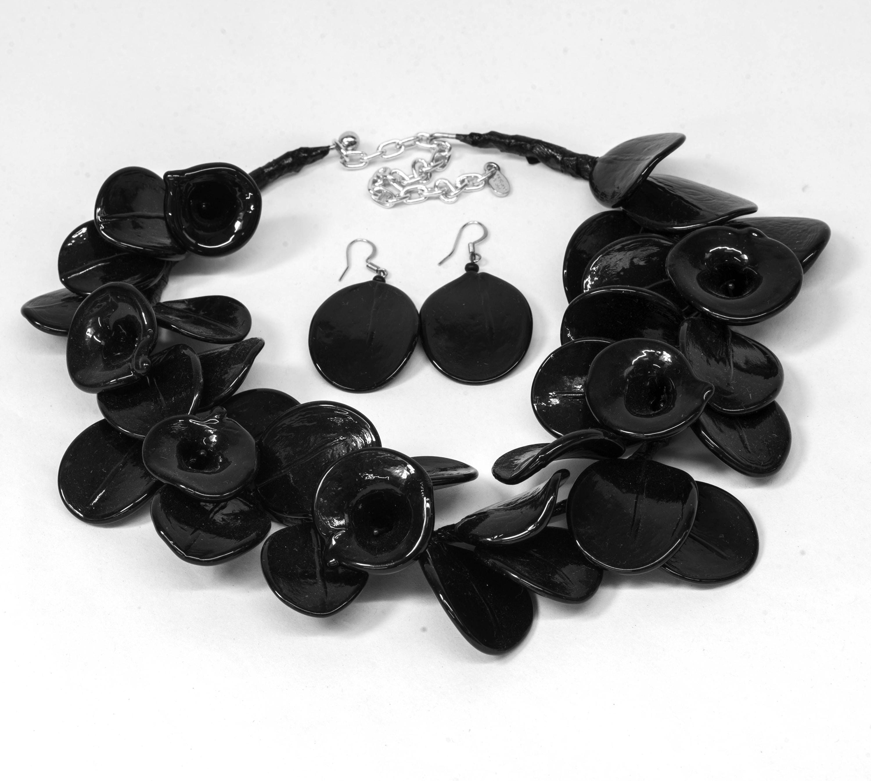 Lampworked Murano Glass Petal Necklace, Handmade Italian Jewelry