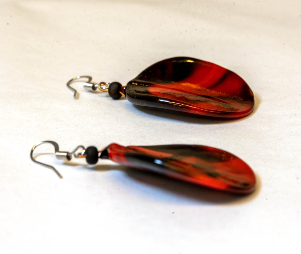 PETALI Murano glass earrings handmade in Murano by Cesare Sent original made in Italy elegant red glass jewelry crafts fashion flowers glass