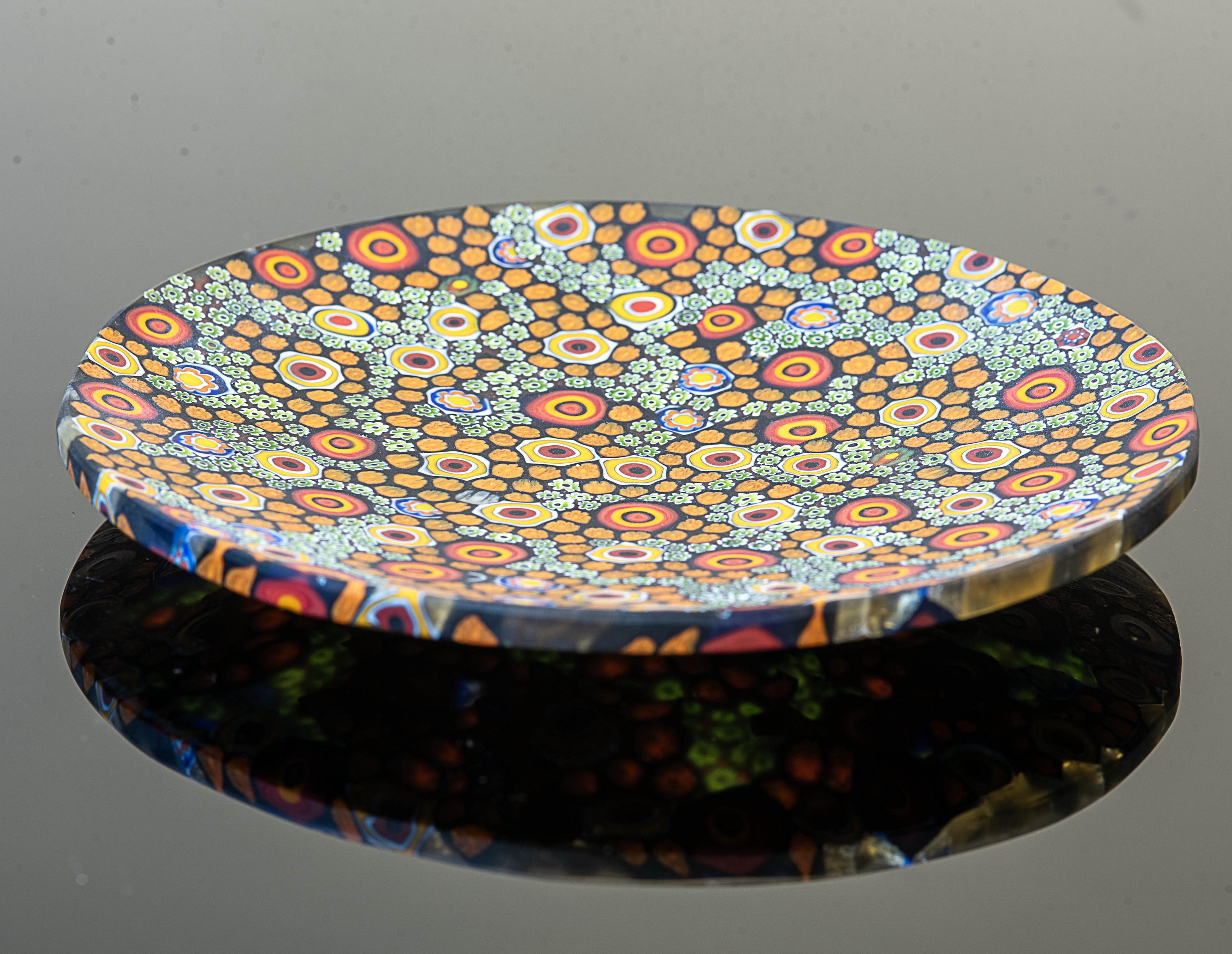 Murrina glass plate. Traditional Murano glass object. Original gift. Unobtainable single piece.