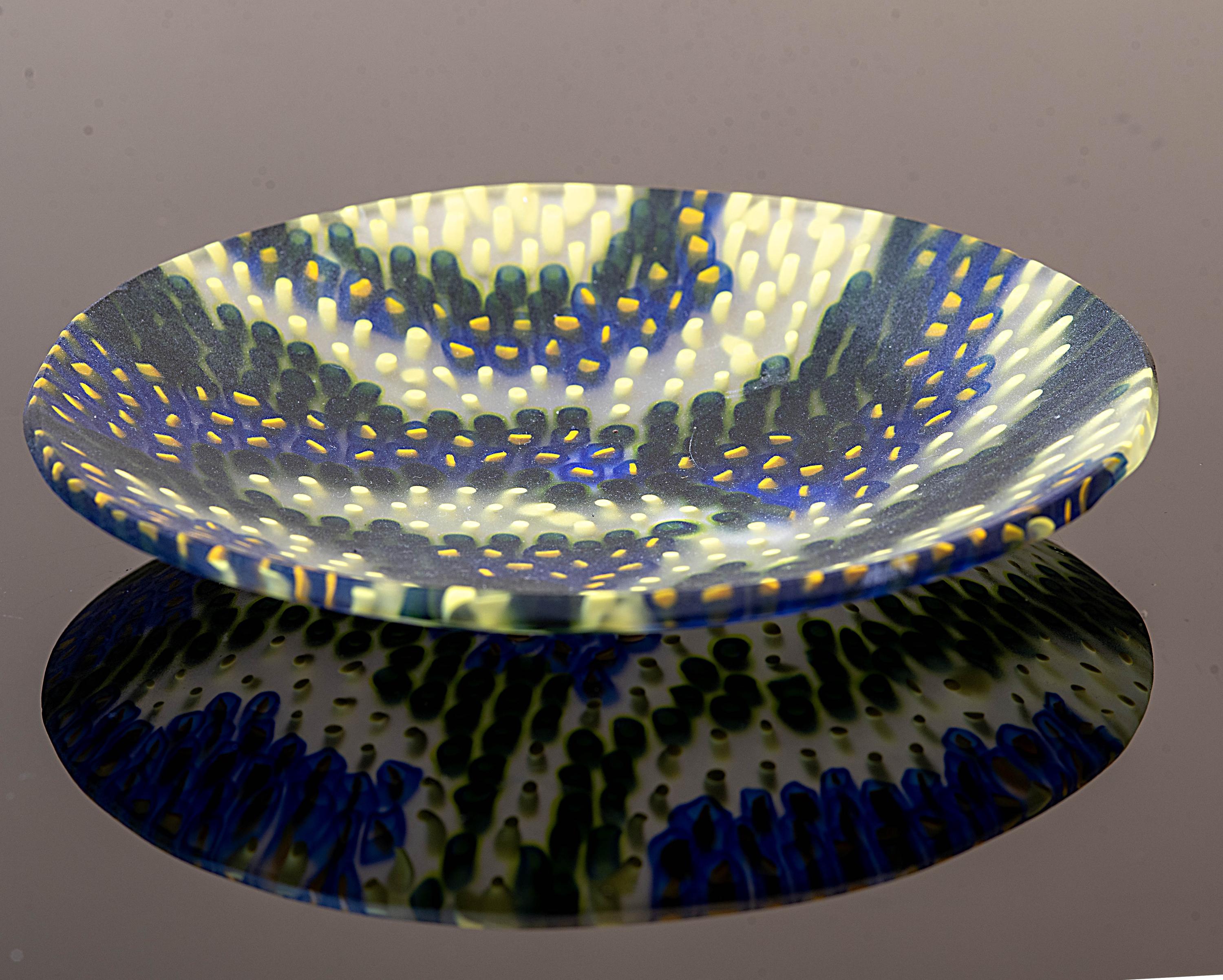 Murrina glass plate. Traditional Murano glass object. Original gift. Unobtainable single piece.