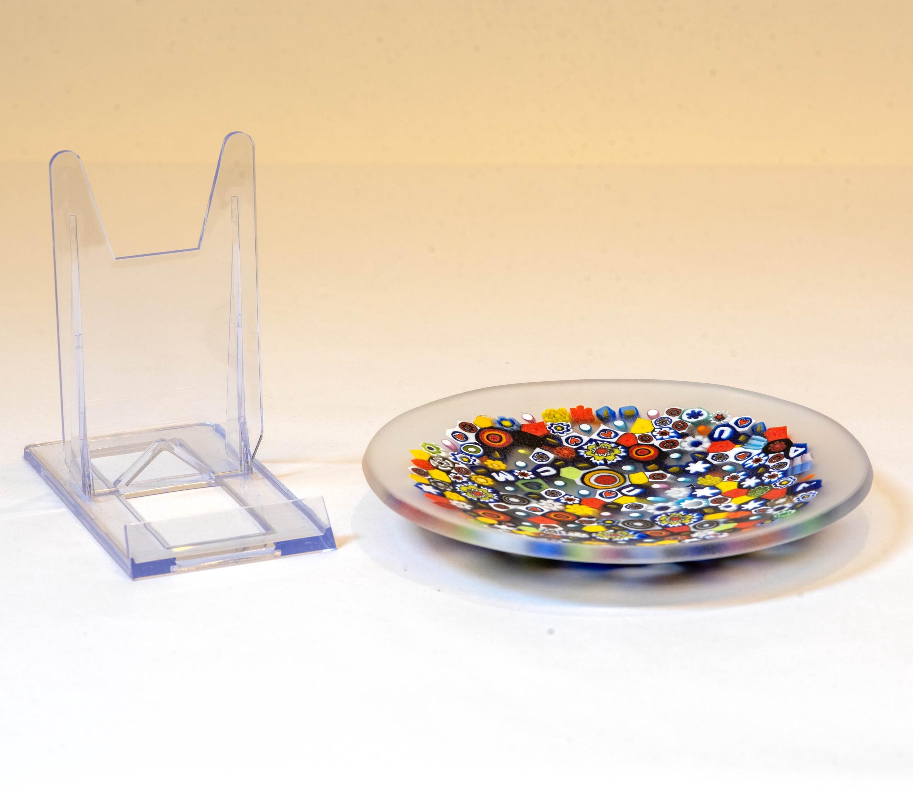 Murrina glass plate. Traditional Murano glass object. Original gift. Unobtainable single piece.