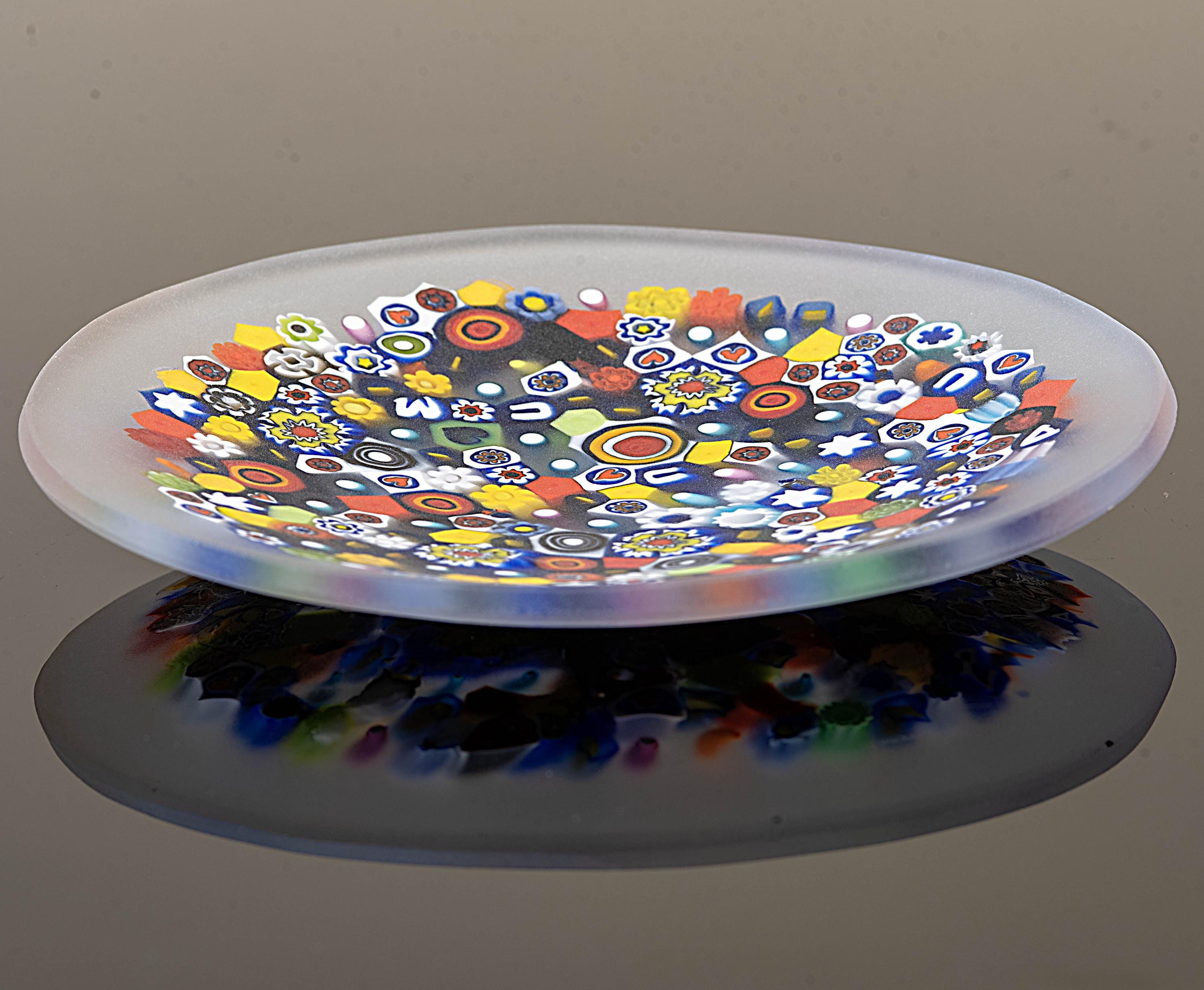 Murrina glass plate. Traditional Murano glass object. Original gift. Unobtainable single piece.