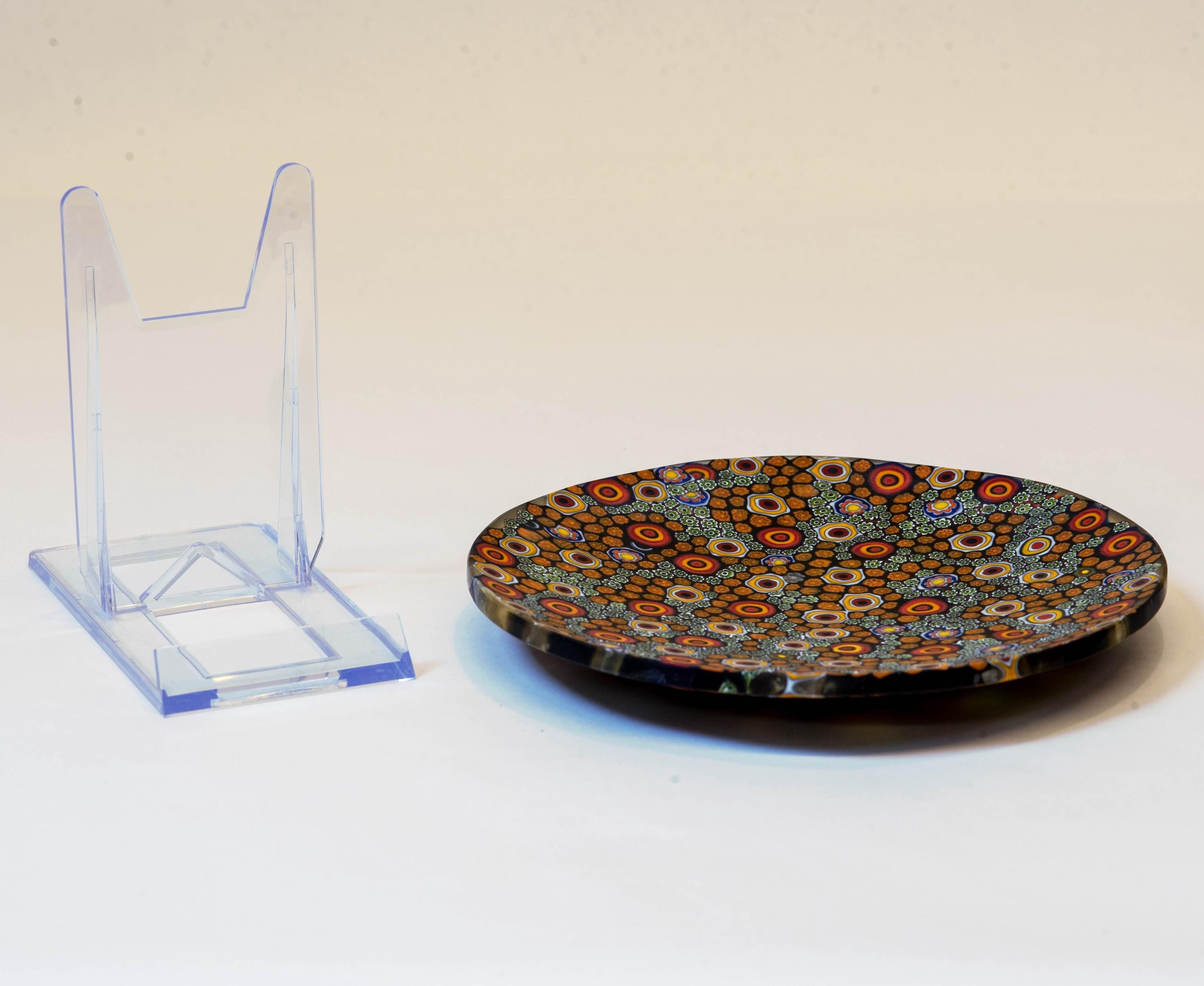 Murrina glass plate. Traditional Murano glass object. Original gift. Unobtainable single piece.