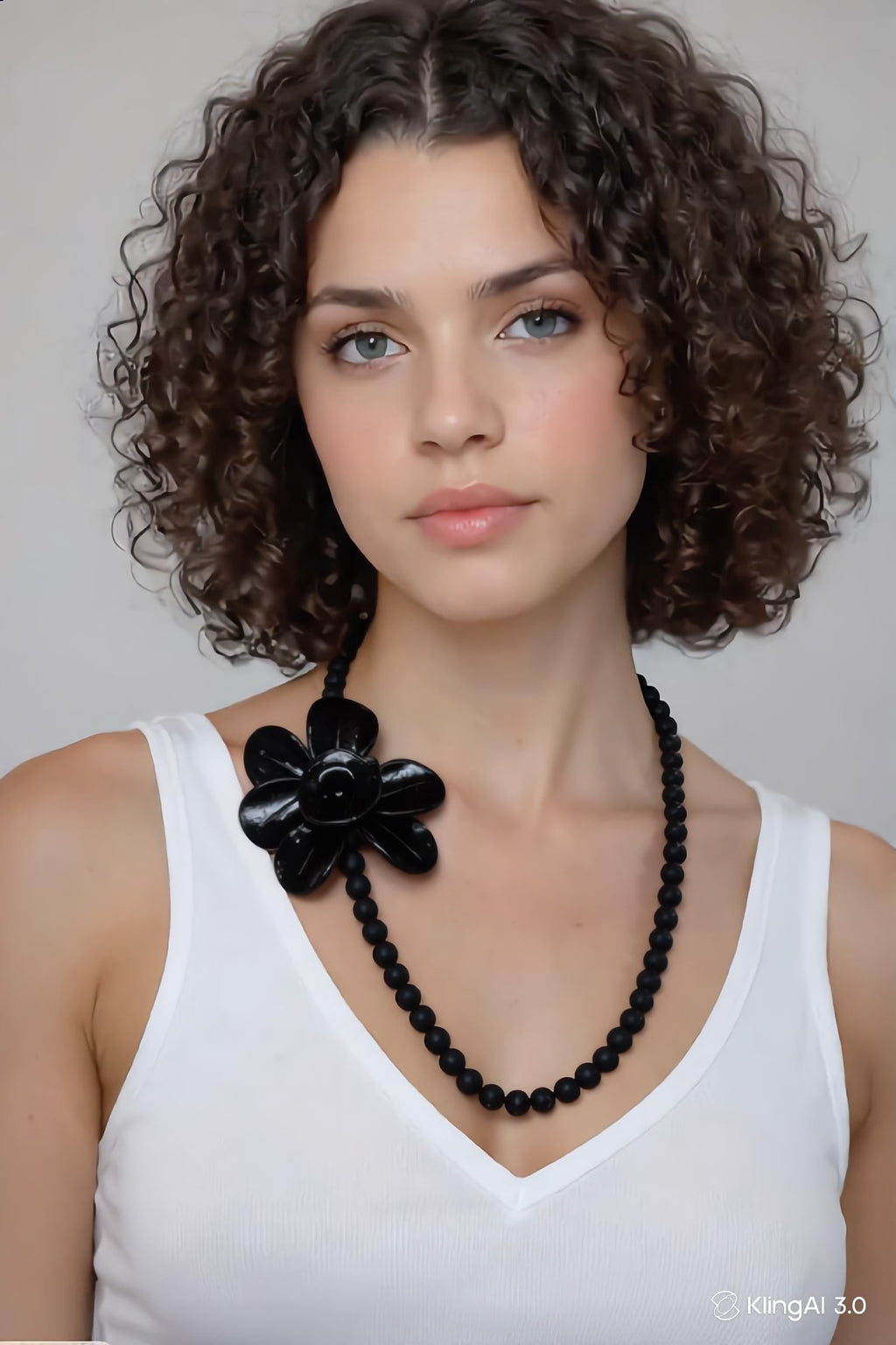 Murano Glass Necklace | Black Matte Beads & Glossy Flower Pendant | Venetian Handmade Jewelry | Elegant Gift