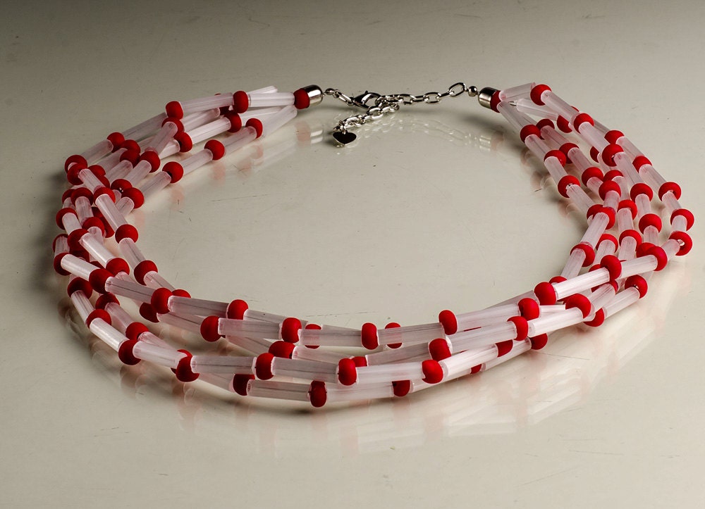 VIK Murano glass necklace made in Murano by Cesare Sent original made in Italy fashion beautiful modern glass tube sandblasted crafts