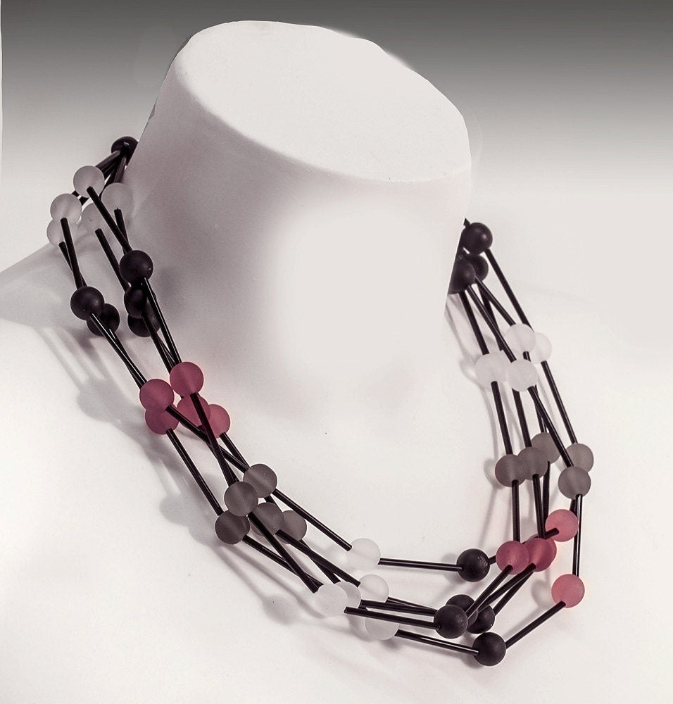 statement necklace, statement necklace for women, multicolor statement necklace, multiwire necklace, Murano glass necklace, Italy craft.