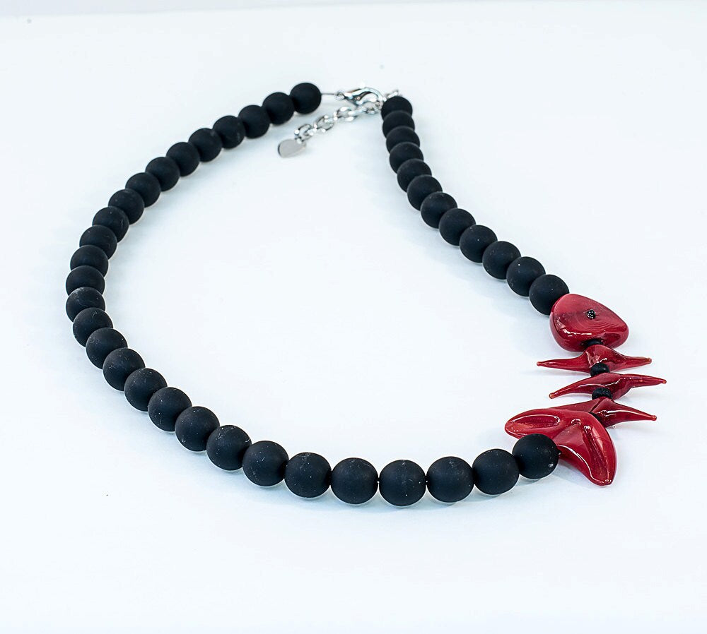 Murano glass necklace made in Murano by Cesare Sent original made in Italy differnet necklace handmade lampworking funny fashion