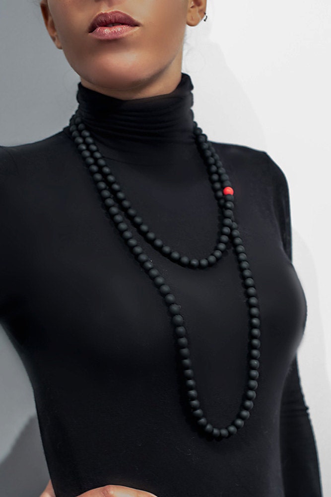 Murano glass necklace handmade by Cesare Sent original made in Italy very long elegant necklace sandblasted glass beads Statement necklace