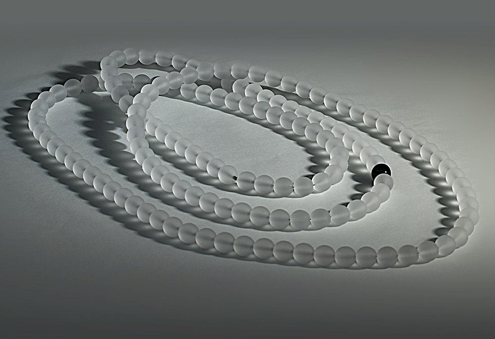 Murano glass necklace handmade by Cesare Sent original made in Italy very long elegant necklace sandblasted glass beads Statement necklace