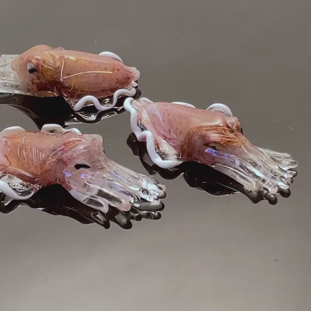 Sepia in Murano glass. Realistic realization in glass . Sculpture of the glass master.