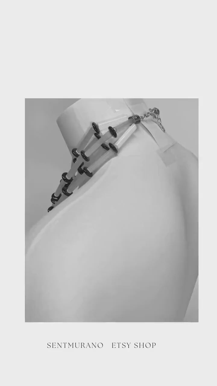 VIK  Murano glass necklace made in Murano by Cesare Sent original made in Italy fashion beautiful modern glass tube sandblasted crafts