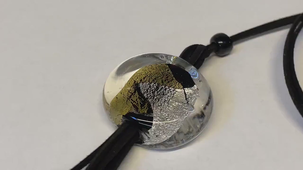 Murano glass necklace handmade in Murano by Cesare Sent original made in italy fashion elegant accessory silver leaf crafts lampworking