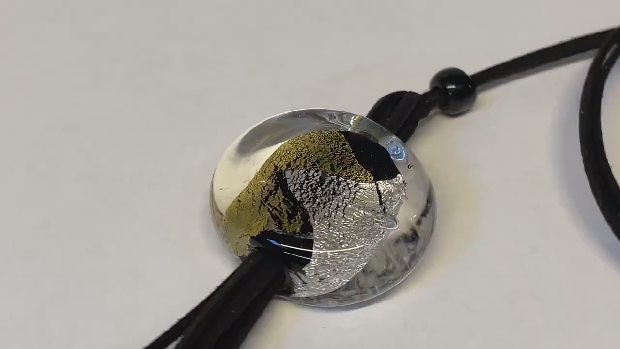 Murano glass necklace handmade in Murano by Cesare Sent original made in italy fashion elegant accessory silver leaf crafts lampworking