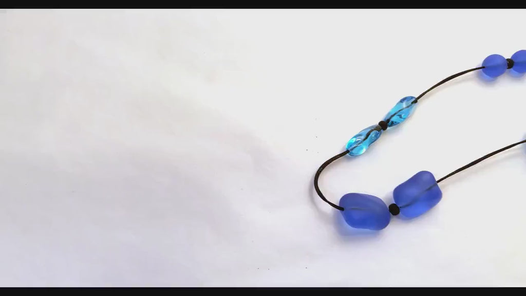 Murano glass necklace, glass necklace, Murano jewelry,  Made in Italy, Cesare Sent original sandblasted beads crafts lampwork long necklace
