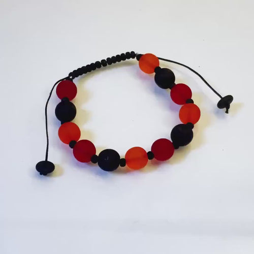 Handmade Murano Glass Bracelet, Adjustable Cord, Colorful Beads