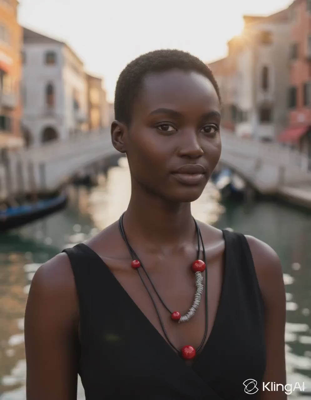 Glass necklace with blown pearls and metal rings. Glass bubbles transparent beads. Statement necklace - Murano glass