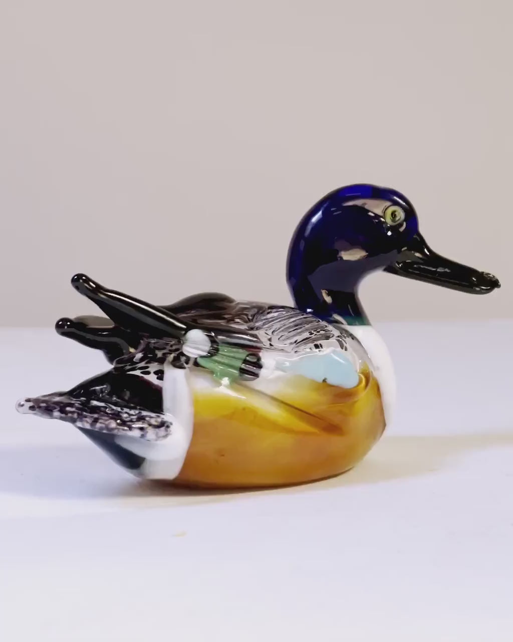 Murano Glass Duck Sculpture, Multicolored Venetian Art Glass