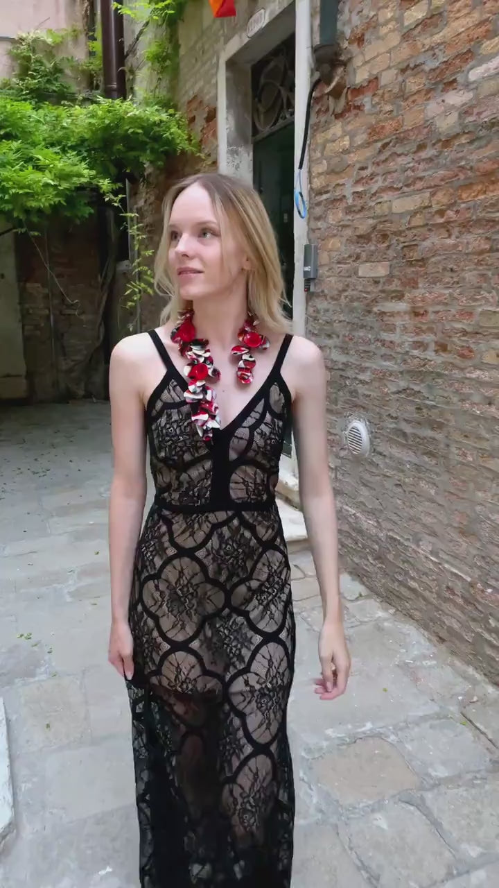 Murano glass necklace handmade in Murano by Cesare Sent original made in Italy wonderful necklace  glass flowers crafts elegant jewellery.