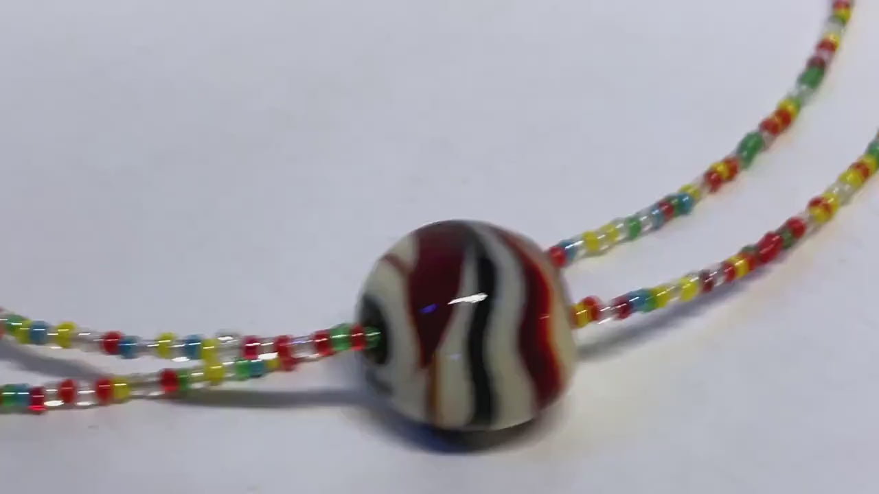 Murano glass necklace, glass necklace, Murano jewelry,  Made in Italy, Cesare Sent original sandblasted beads crafts lampwork long necklace